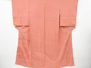 リサイクル　未使用品　扇面に清水寺・金閣寺模様織り出し一つ紋付け下げ色無地着物